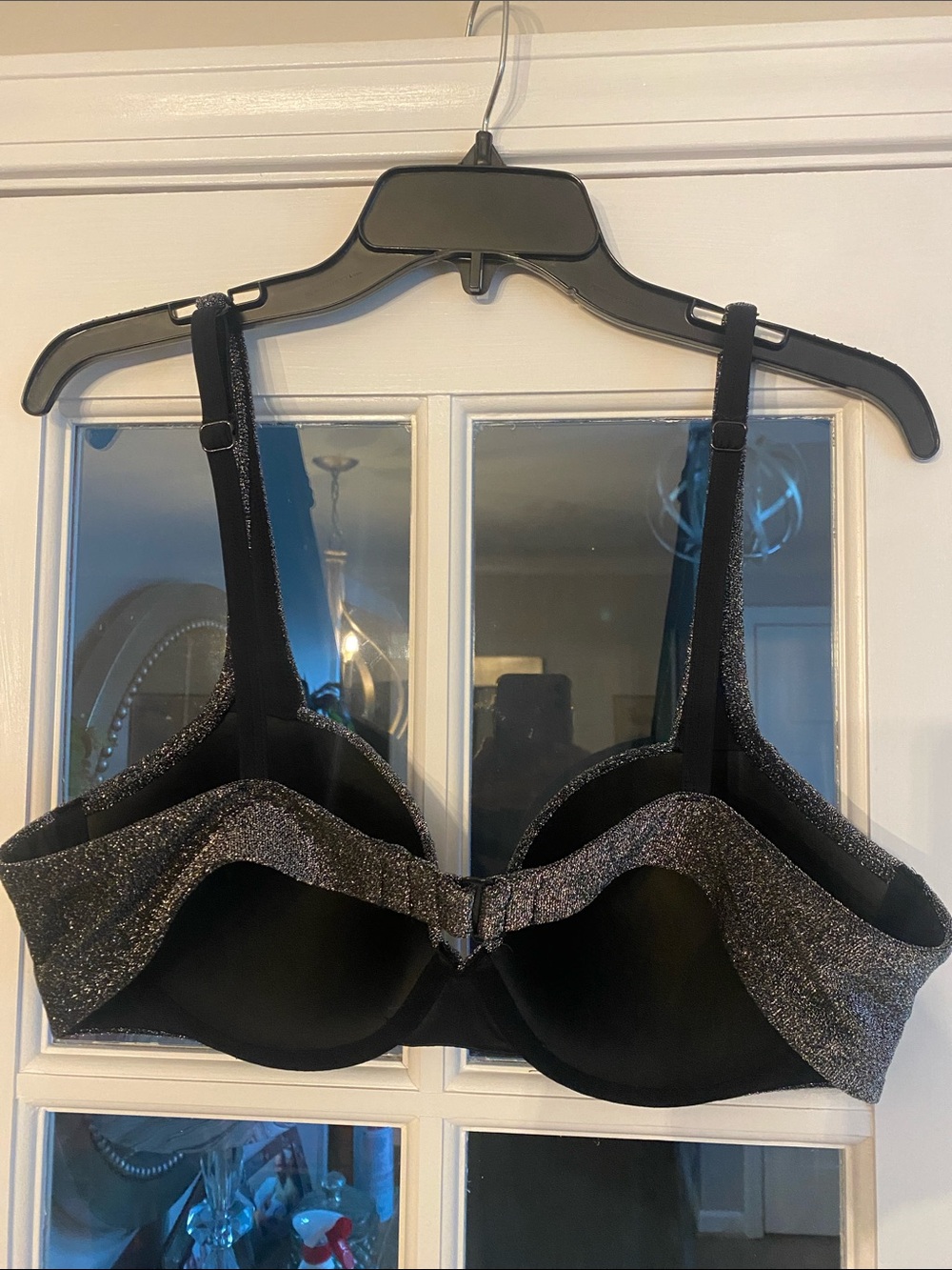 VS Sparkle Underwire Balconette Swim Top- Black / Silver Glitter - Picture 2 of 3